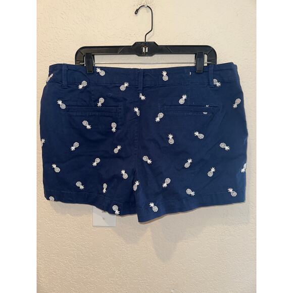 Women’s The Loft Navy Pineapple Twill Shorts. Size 14 - Picture 3 of 3